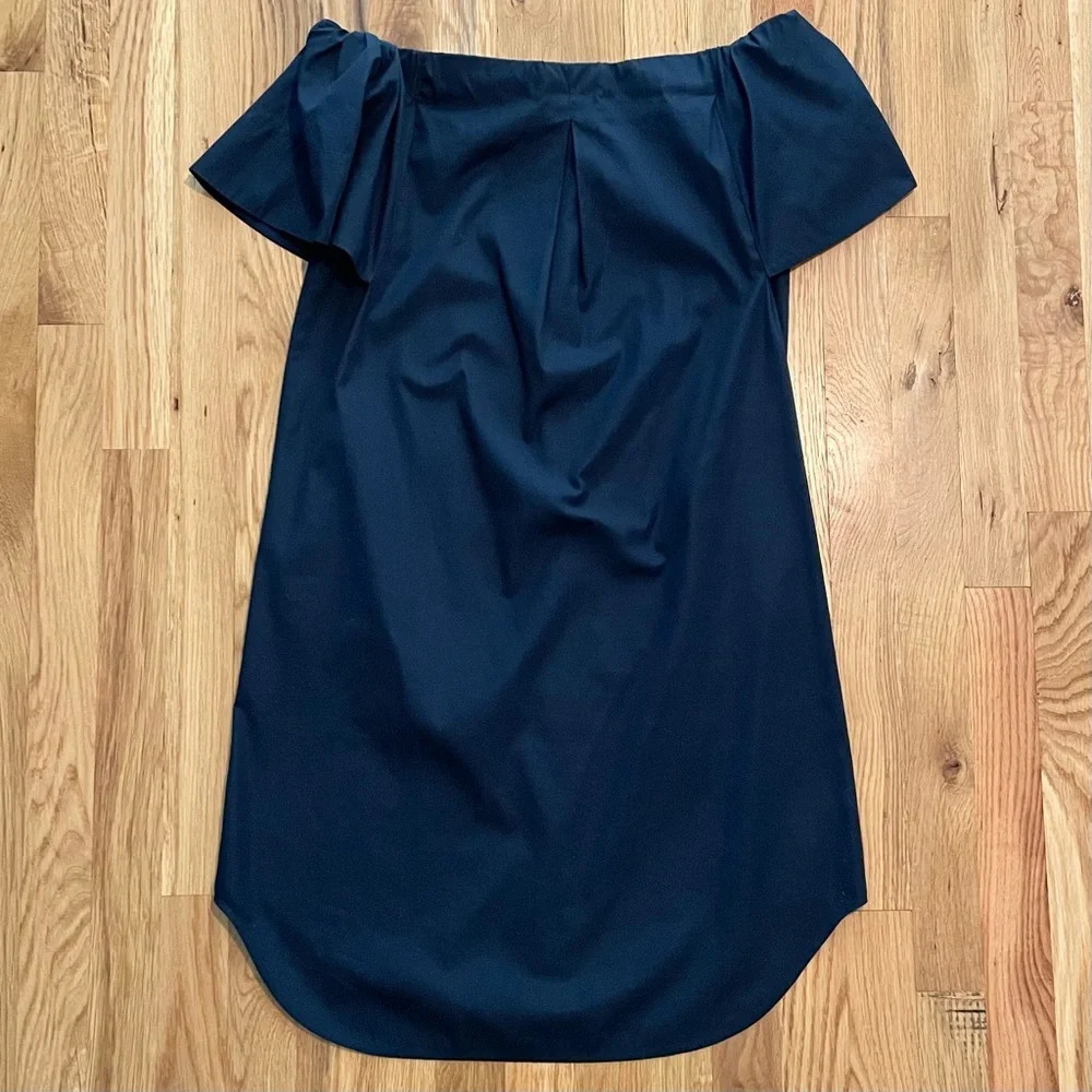 Vince Navy Blue Cotton Off Shoulder Mini Dress w/ Pockets Size 00 - Picture 5 of 6